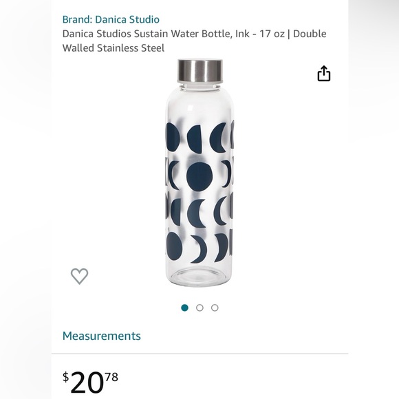 ⭐️ NWT - Danica Glass Water Bottle - Picture 1 of 4